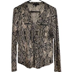 INC International Concepts Snakeskin Print Long Sleeve Top Size XS